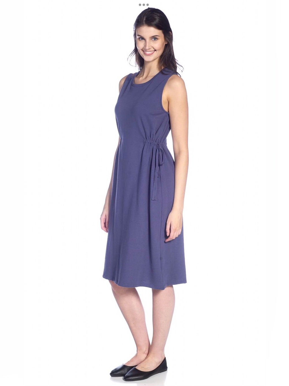 DKR Apparel Fleece Dress with Cinched Waist Ties-Plum